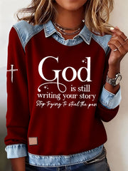 Women's God Is Still Writing Your Story Cross Sweatshirt