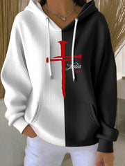 Women's Faith Cross Print Casual Hoodie