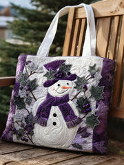 Christmas Art Purple Floral Printed Bags