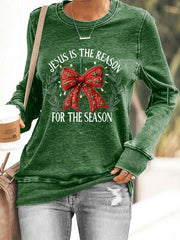 Women's Jesus Is The Reason For The Season Christmas Casual Sweatshirt