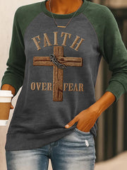 Women's Faith Over Fear Cross Print Sweatshirt
