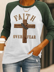 Women's Faith Over Fear Cross Print Sweatshirt
