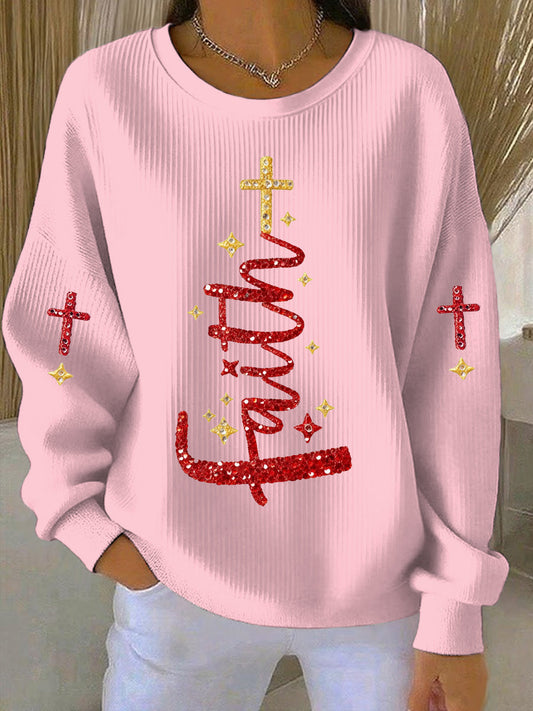 Women's Christmas Belief Print Casual Sweatshirt