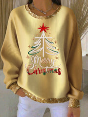 Women's Christmas Tree Cross Print Casual Sweatshirt