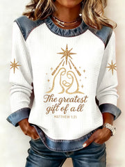 Women's Christmas Belief Print Waffle Sweatshirt