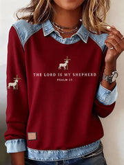 Women's The Lord Is My Shepherd Cross Print Casual Top