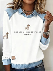 Women's The Lord Is My Shepherd Cross Print Casual Top