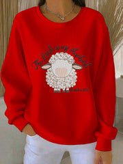 Women's Christian The Lord Is My Shepherd Ribbed Round-Neck Sweatshirt