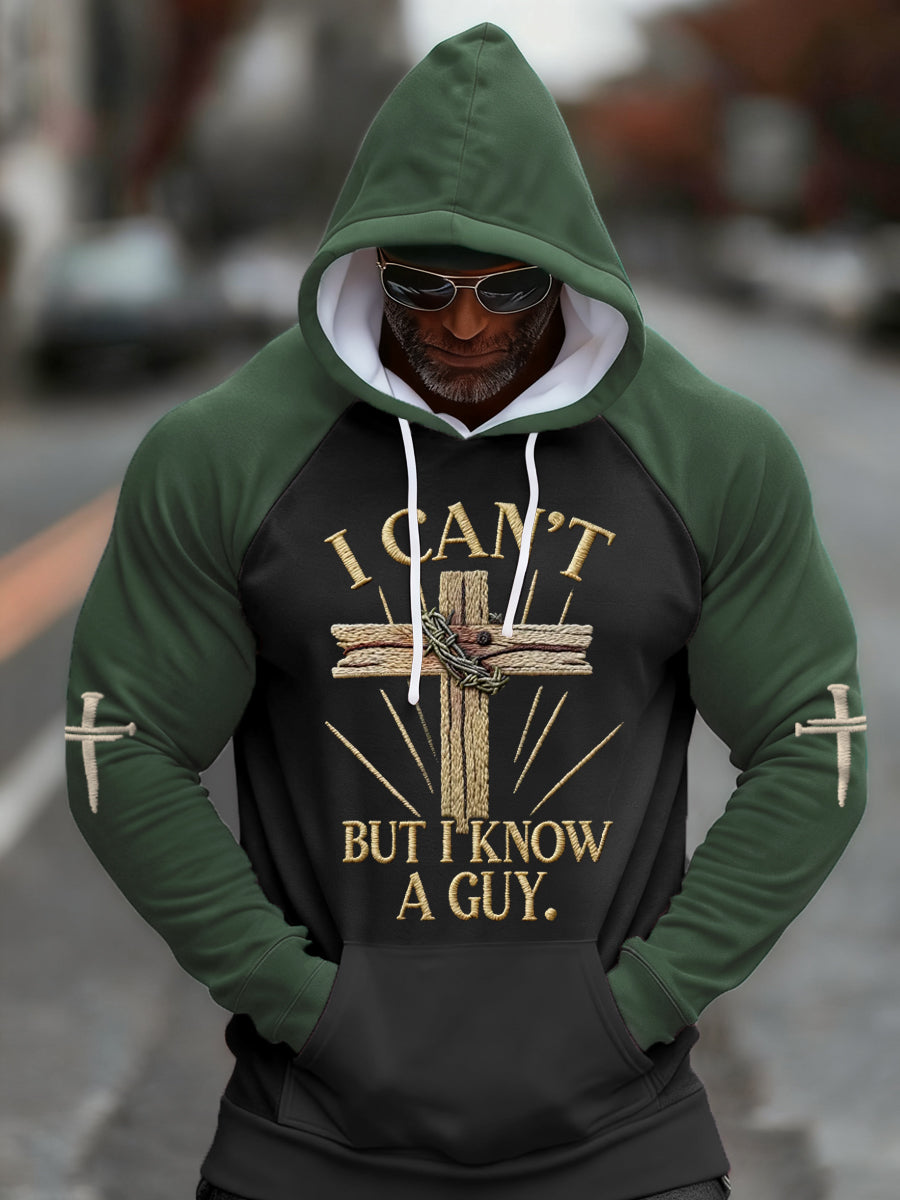 Men'sI Can't But I Know A Guy Cross Print Casual Hoodie