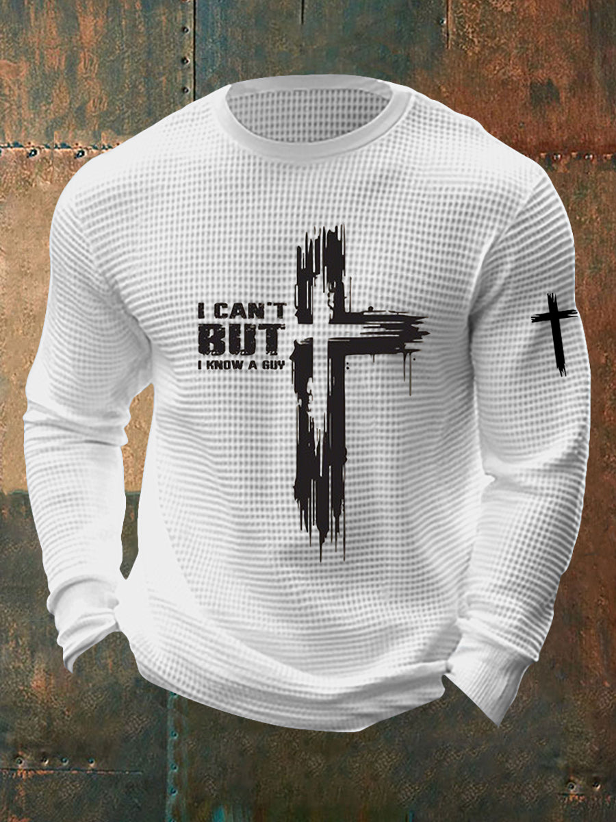 Men's Christian  I Can't... But I Know A Guy. Printed Waffle Long Sleeve T-Shirt