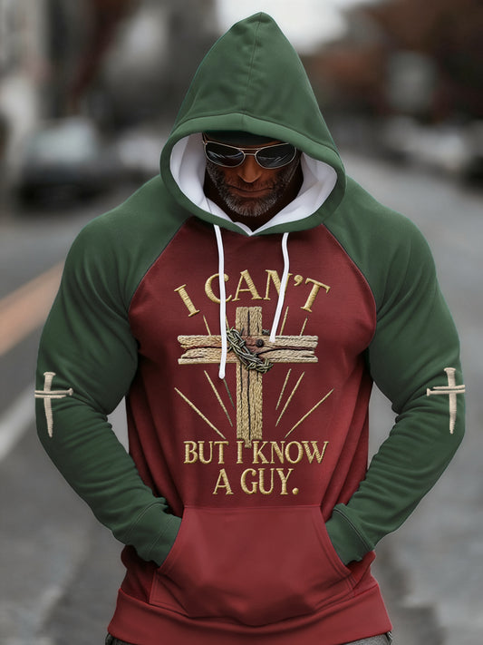 Men'sI Can't But I Know A Guy Cross Print Casual Hoodie