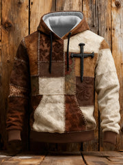 Men's Vintage Faith  Cross  Hoodie with Pockets