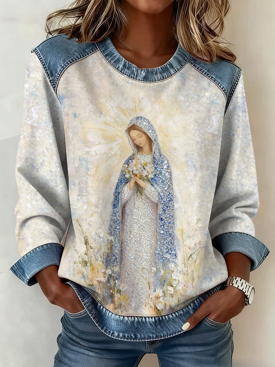 Women's Christmas Pattern Patchwork Art Sweatshirt