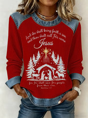 Women's Christmas Print Waffle Sweatshirt
