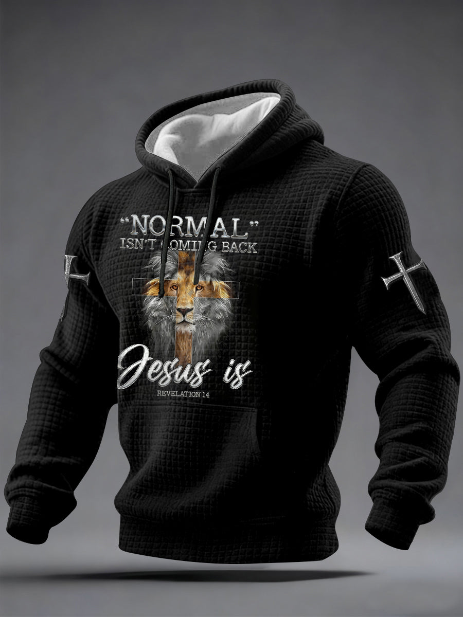 Men's Normal Isn't Coming Back Jesus Is Print Casual Checkered Hoodie