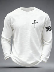 Men's Jesus The Way The Truth The Life Cross  Waffle Long Sleeve T-Shirt
