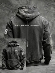 Men's Jesus The Way The Truth The Life Cross Hoodie with Pockets