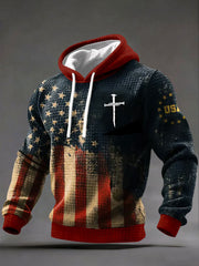Men's Cross Print Casual Hoodie