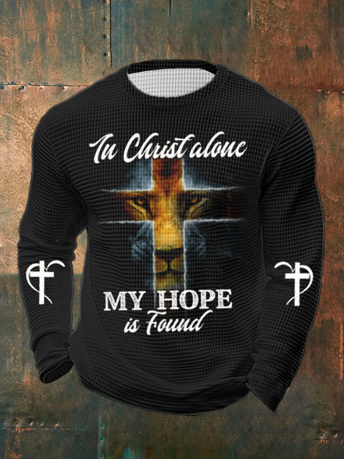 Men's Classic Christian - In Christ Alone, My Hope Is Found Waffle Long Sleeve T-Shirt