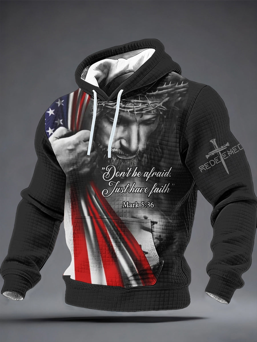 Men's Don't be afraid. Just have faith Mark 5:36 Checkered Cotton Hoodie