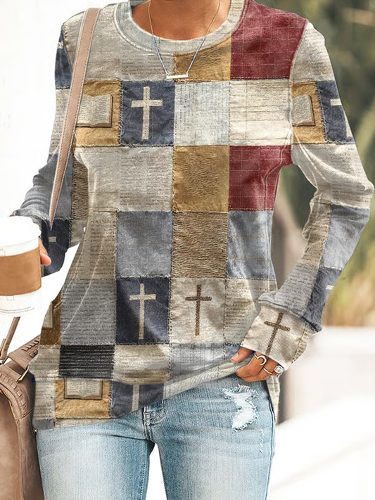 Women's Faith patchwork print fitted sweatshirt