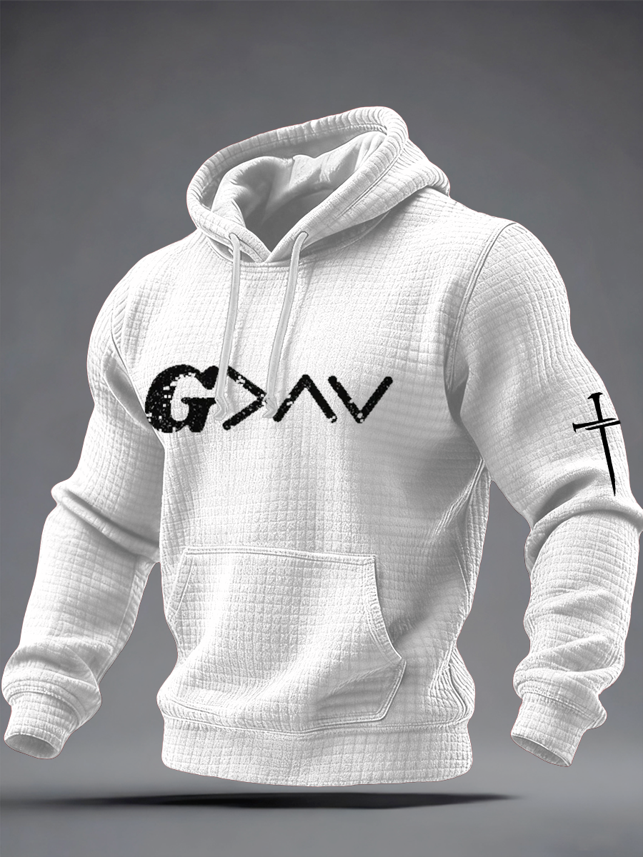 Men's God Is Greater Than The Highs and Lows Checkered Cotton Hoodie