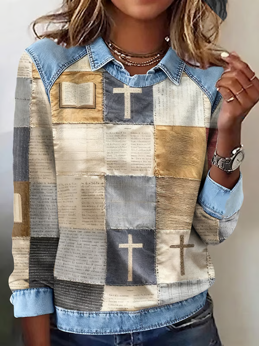 Women's Faith patchwork print Regular Sweatshirt