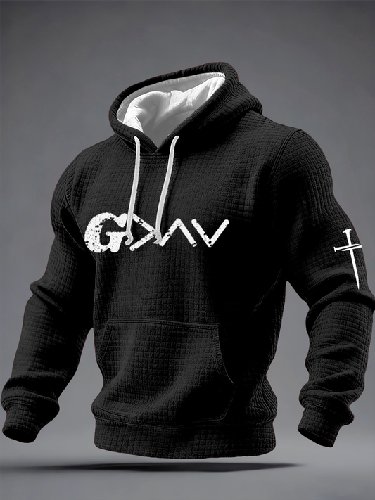 Men's God Is Greater Than The Highs and Lows Checkered Cotton Hoodie