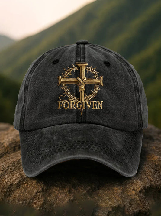 Unisex Forgiven Cross Faith Print Hat