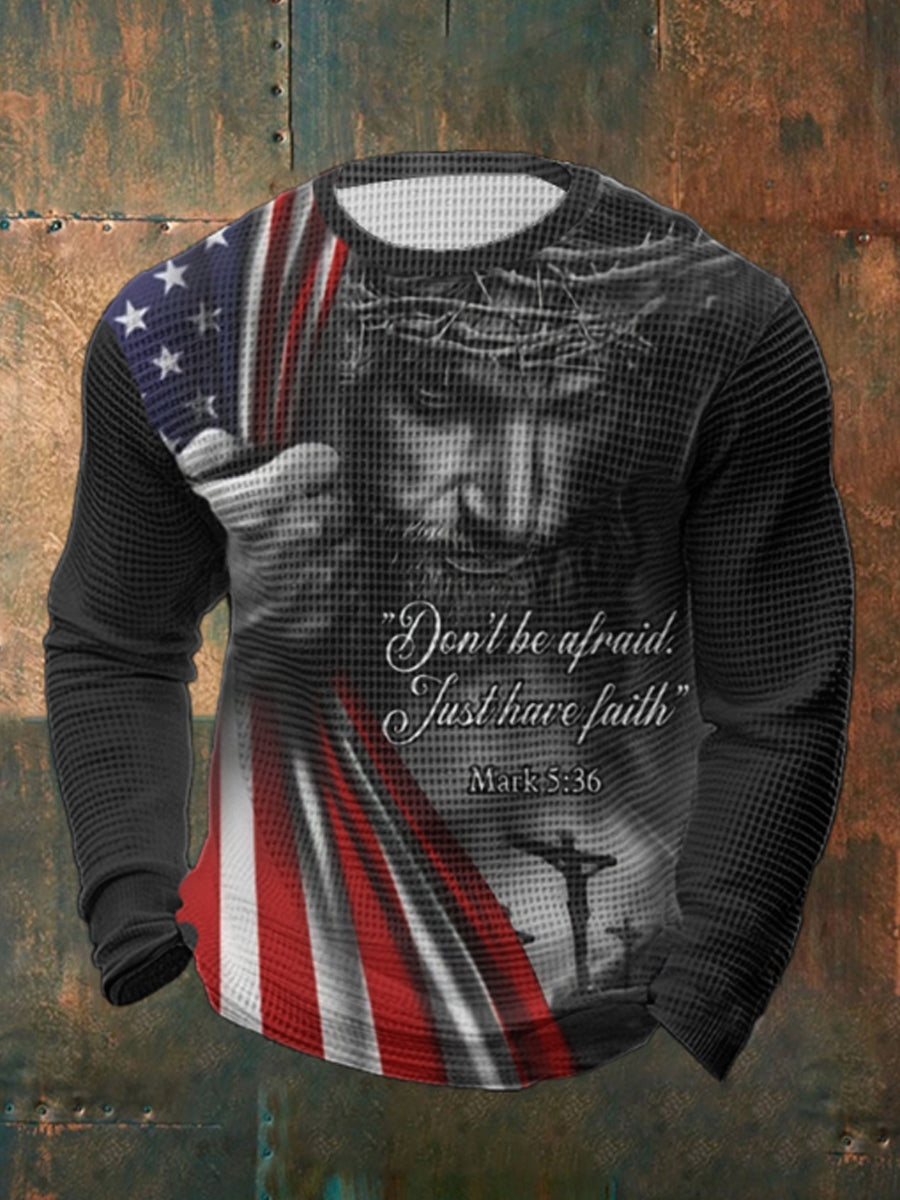 Men's Don't be afraid. Just have faith Mark 5:36 Checkered Cotton Hoodie