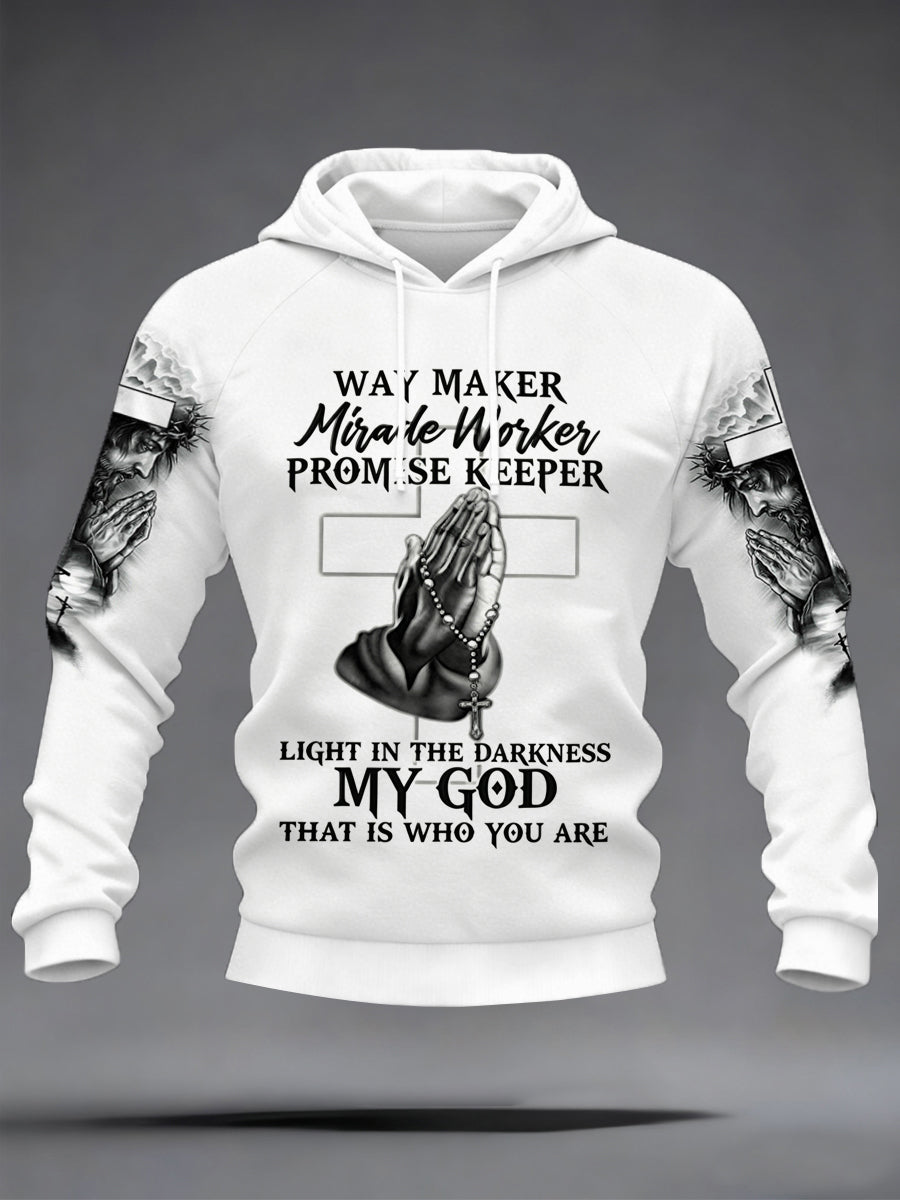 Men's Jesus Way Maker Velvet Raglan Hoodie