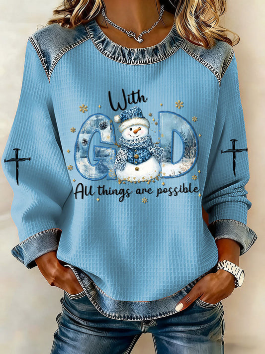 Women's Christmas Cross Print Casual Top