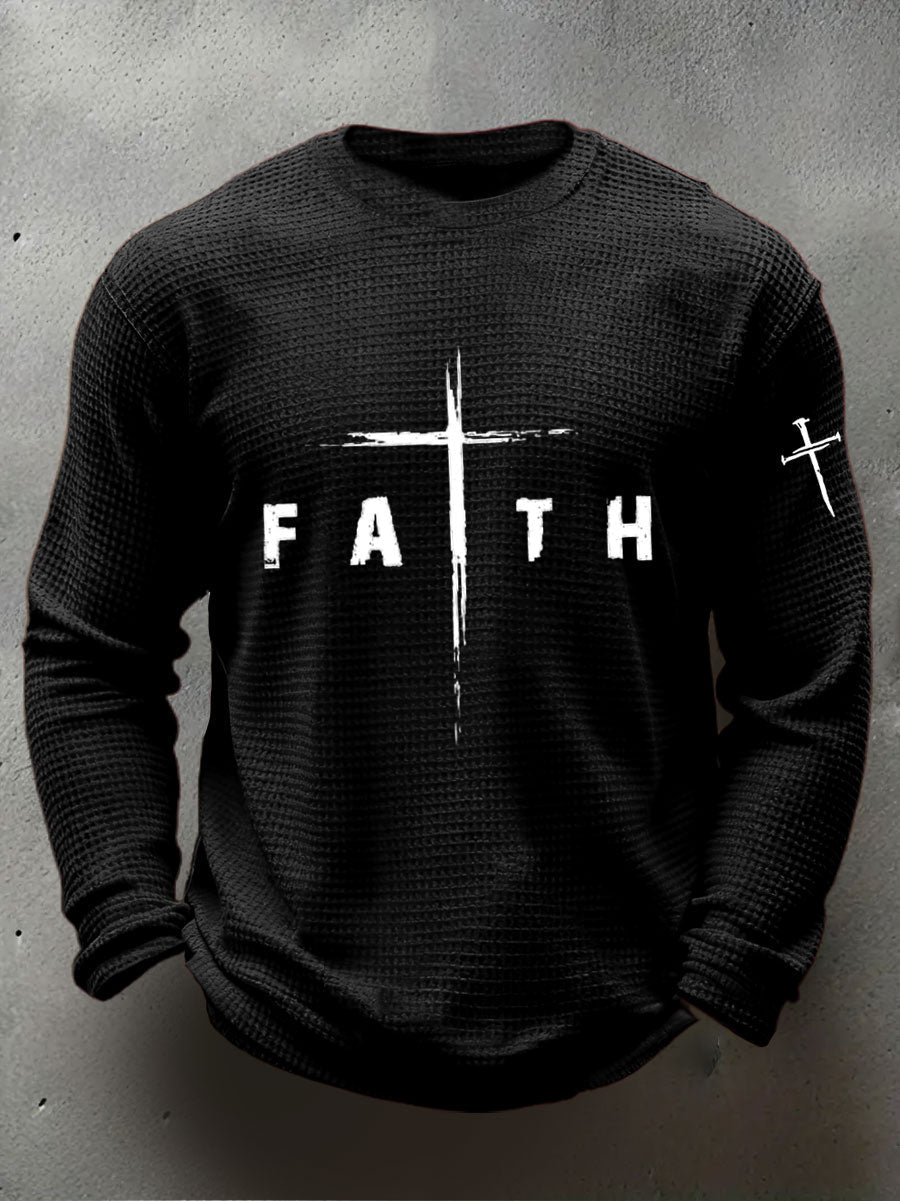 Men's Faith Waffle Print Casual T-Shirt