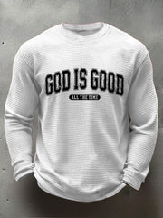 Men's God Is Good Waffle Print Casual T-Shirt