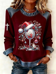 Women's Christmas Belief Print Waffle Sweatshirt