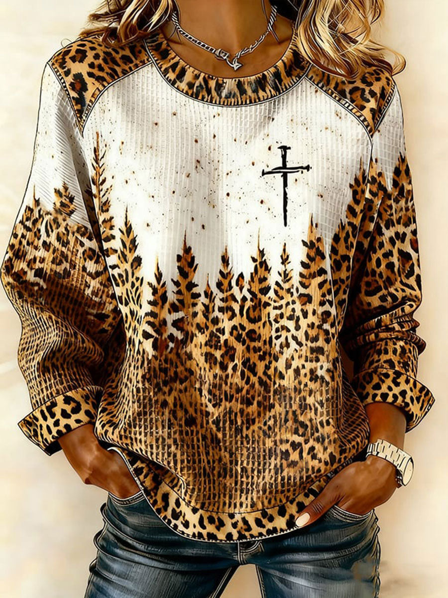 Women's Cross Print Casual T-shirt