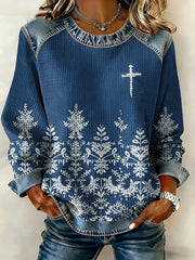 Women's Floral Cross Print Casual Top