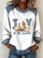 Women's The Birth Of Jesus Denim Patchwork Top