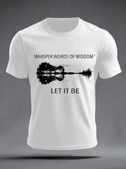 Men's Retro Whisper Words Of Wisdom Let It Be GuitarPrint Casual Tee