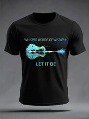 Men's Retro Whisper Words Of Wisdom Let It Be GuitarPrint Casual Tee