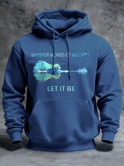 Men's Retro Whisper Words Of Wisdom Let It Be Guitar Print Casual Hoodie