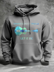 Men's Retro Whisper Words Of Wisdom Let It Be Guitar Print Casual Hoodie