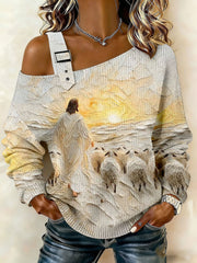 Women's Jesus Print Casual Top
