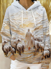 Women's Jesus Print Casual Hoodie