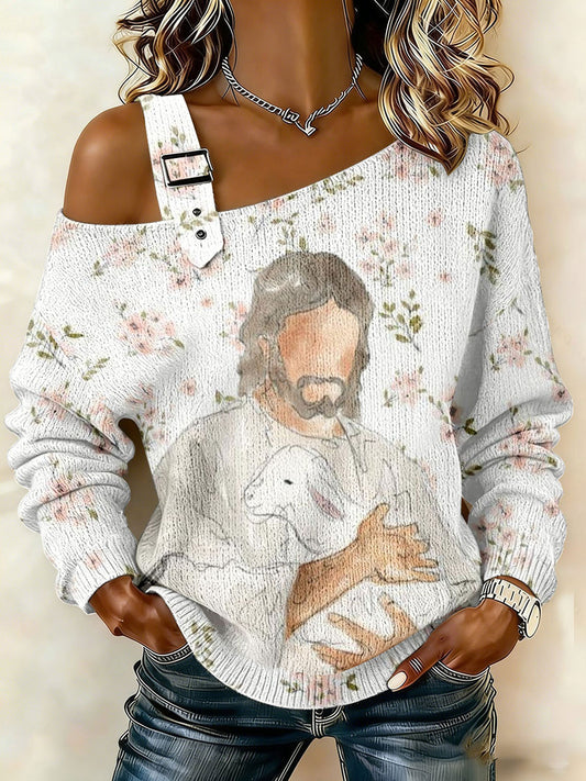 Women's Jesus Print Casual Top