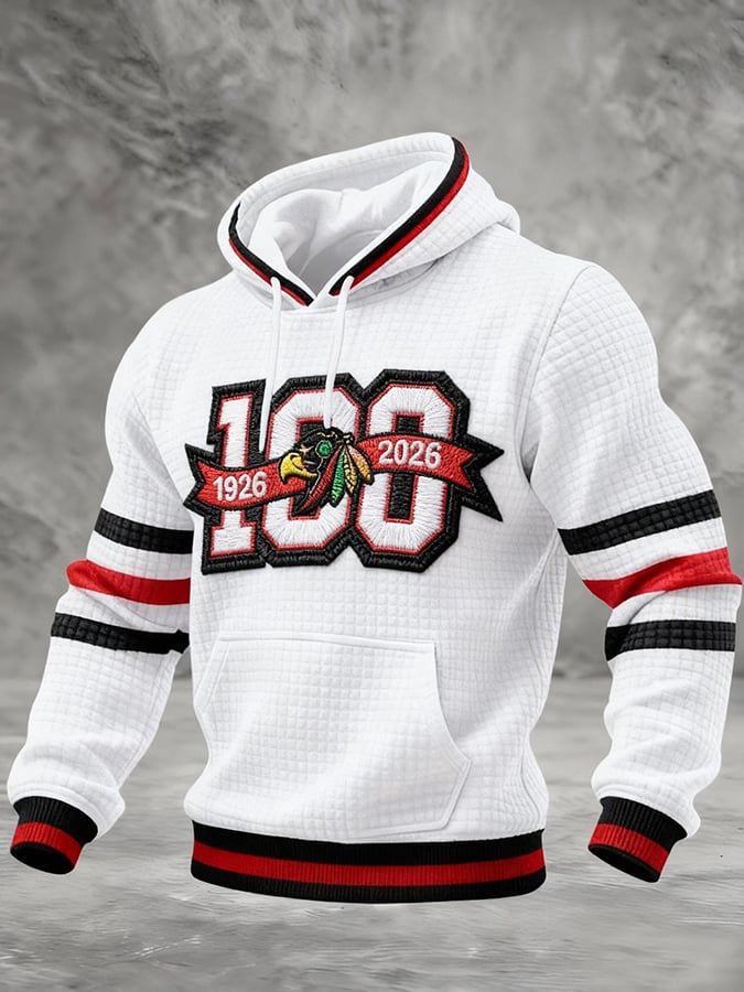 Men's Hockey Printed Checkered Cotton Hoodie