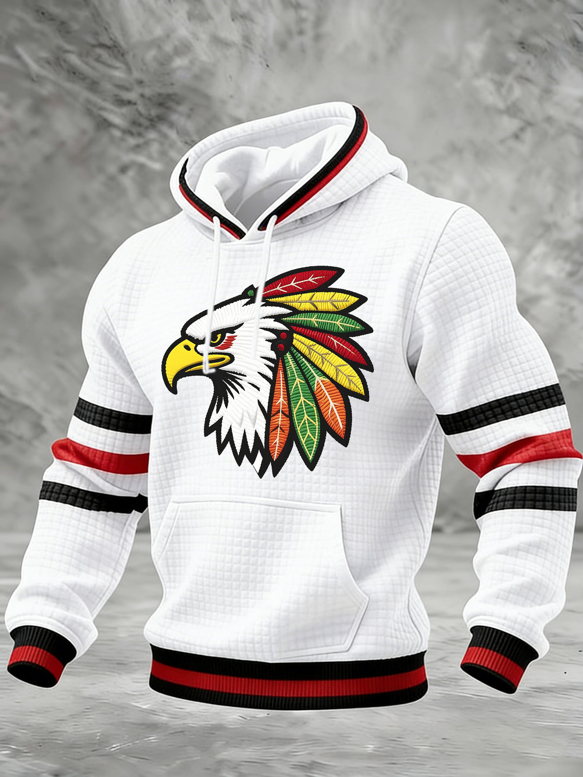 Men's Hockey Printed Checkered Cotton Hoodie