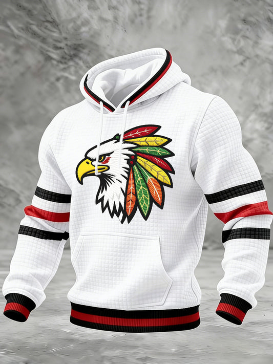 Men's Hockey Printed Checkered Cotton Hoodie