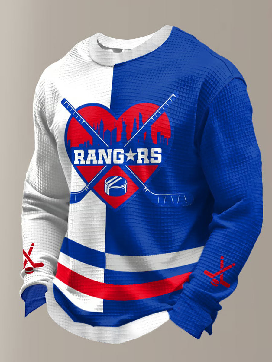 Men's Hockey Waffle Printed Sweatshirt