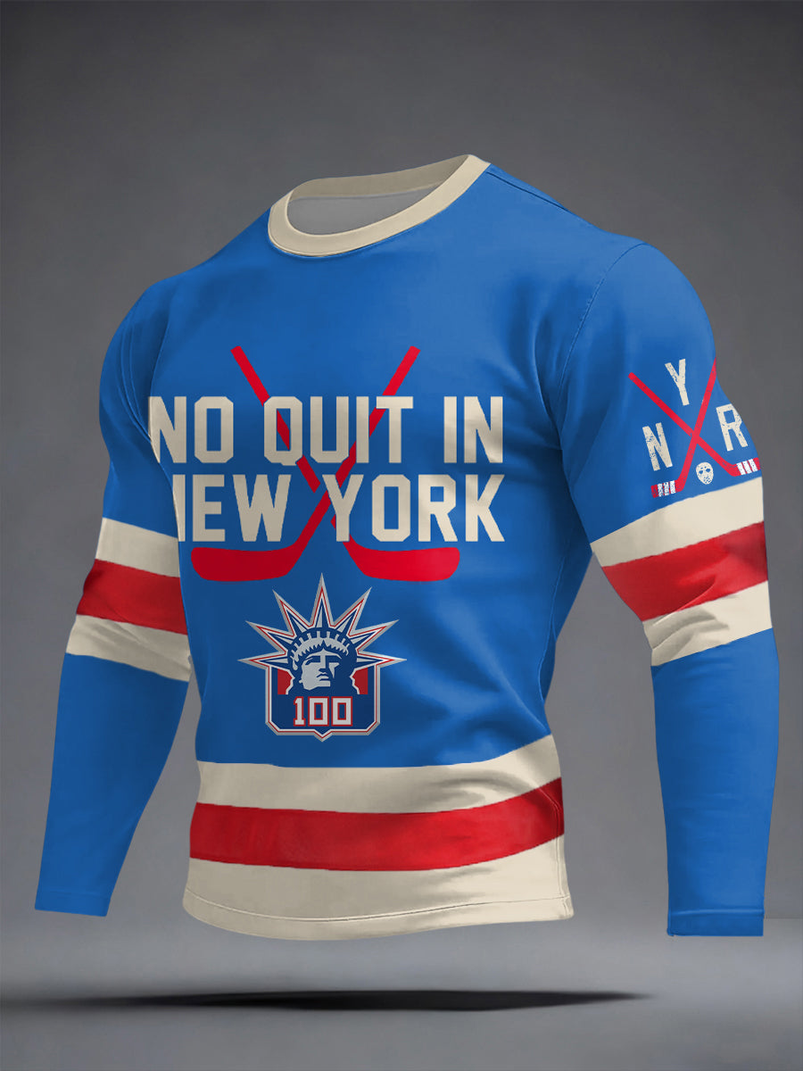 Men's New York Ice Hockey Print Long Sleeve T-shirt